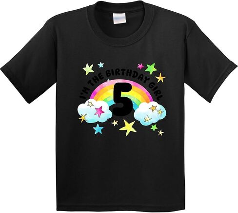 inktastic I'm The Birthday Girl- Fifth Birthday Rainbow and Stars Youth T-Shirt in Saudi Arabia