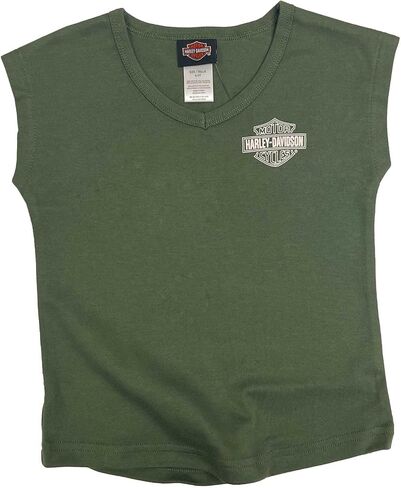 Harley-Davidson Big Girls 'Bar & Shield Logo V-Neck Muscle Tee-Green in Kuwait