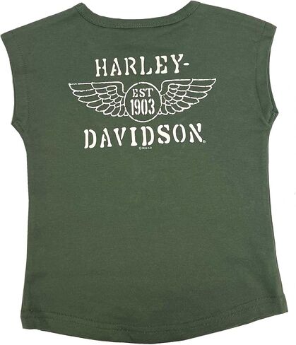 Harley-Davidson Big Girls 'Bar & Shield Logo V-Neck Muscle Tee-Green in Kuwait