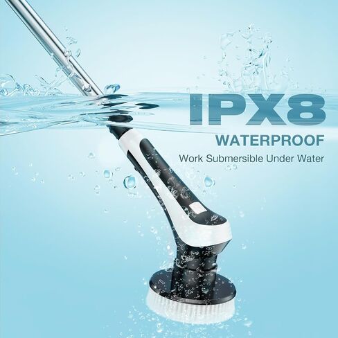 Electric Bathroom Scrubber with Long Handle, Electric Spin Scrubber Brush for Shower, Bathtub, Tile, Floor Cleaning-with Adjustable Handle & LCD Display for Easy Cleaning in Saudi Arabia