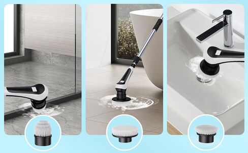 Electric Bathroom Scrubber with Long Handle, Electric Spin Scrubber Brush for Shower, Bathtub, Tile, Floor Cleaning-with Adjustable Handle & LCD Display for Easy Cleaning in Saudi Arabia