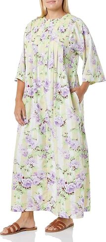 Amerimark Womens Caftan Muu Muu Lounger Dress Front Bruted Sthipper Pront مع جيوب in Saudi Arabia