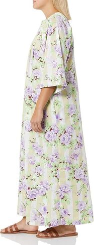 Amerimark Womens Caftan Muu Muu Lounger Dress Front Bruted Sthipper Pront مع جيوب in Saudi Arabia