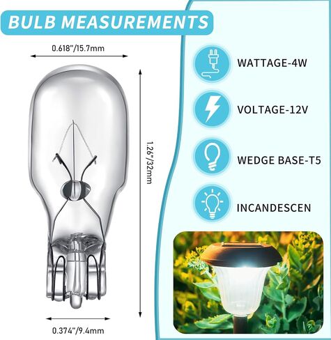 Riakrum T5 Landscape Light Bulbs 12 Volt 4 Watt Landscape Lighting Bulbs Low Voltage Wedge Base Replacement Lamp for Outdoor Garden Deck Yard(20 Pieces) in Saudi Arabia