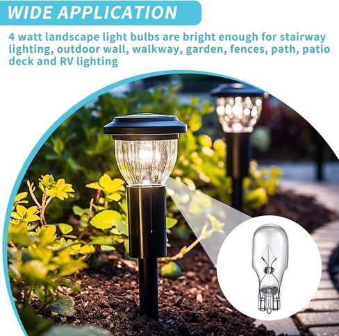 Riakrum T5 Landscape Light Bulbs 12 Volt 4 Watt Landscape Lighting Bulbs Low Voltage Wedge Base Replacement Lamp for Outdoor Garden Deck Yard(20 Pieces) in Saudi Arabia