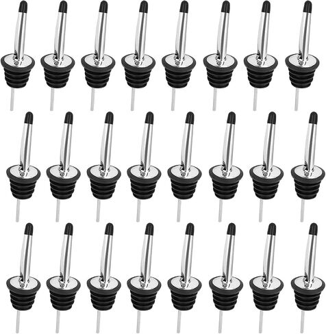 12 Pack Liquor Bottle Pourers, Stainless Steel Liquor Pour Spout, Olive Oil Spout, Bar Bartender Bottle Pourers for Alcohol with Rubber Dust Caps, Tapered Spout in Saudi Arabia