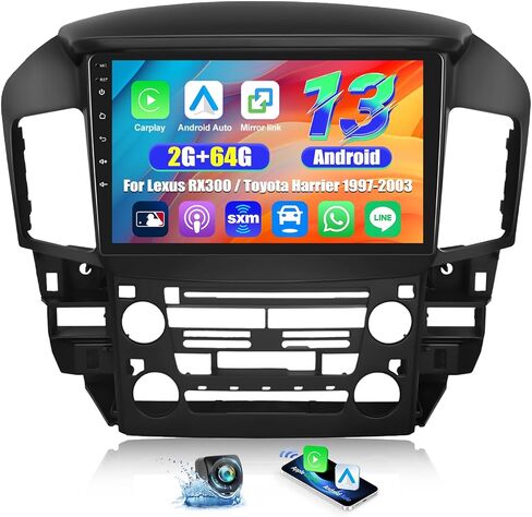 CAMECHO 2+64G Android 13 Car Stereo for Lexus RX300 / Toyota Harrier 1997-2003, Wireless CarPlay & Android Auto Car Radio, 9" Touch Screen in-Dash GPS with Bluetooth HiFi WiFi FM/RDS SWC Mirror Link in Saudi Arabia