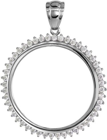 Sterling Silver Cubic Zirconia Half Dollar Bezel CZ Halo 30 mm Coins Prong Back 50 Cent Coin NOT Included in Saudi Arabia