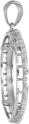 Sterling Silver Cubic Zirconia Half Dollar Bezel CZ Halo 30 mm Coins Prong Back 50 Cent Coin NOT Included in Saudi Arabia