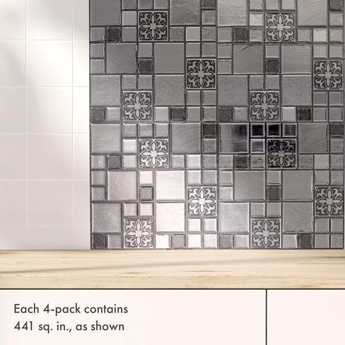 Main Street Creations 4-Sheet Kitchen Backsplash Tiles Peel and Stick. Renter Friendly Backsplash in Earth and Grey Mosaic Design. Self Stick Wall Tiles for Your Home and Art Projects. in Kuwait