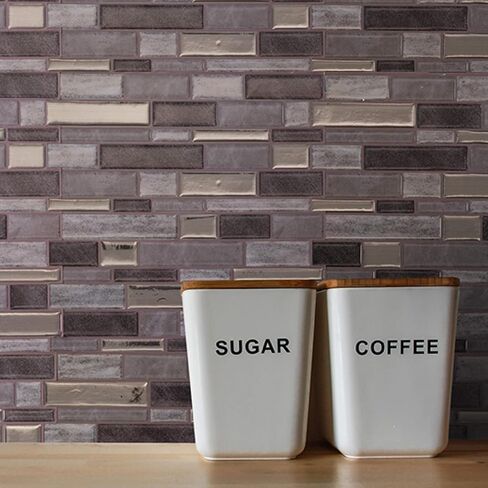 Main Street Creations 4-Sheet Kitchen Backsplash Tiles Peel and Stick. Renter Friendly Backsplash in Earth and Grey Mosaic Design. Self Stick Wall Tiles for Your Home and Art Projects. in Kuwait