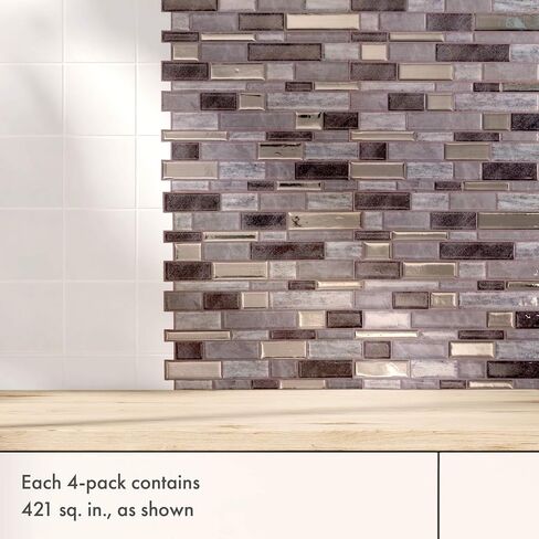 Main Street Creations 4-Sheet Kitchen Backsplash Tiles Peel and Stick. Renter Friendly Backsplash in Earth and Grey Mosaic Design. Self Stick Wall Tiles for Your Home and Art Projects. in Kuwait