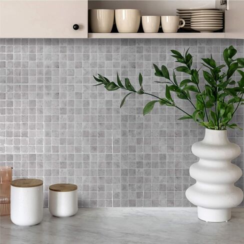 Main Street Creations 4-Sheet Kitchen Backsplash Tiles Peel and Stick. Renter Friendly Backsplash in Earth and Grey Mosaic Design. Self Stick Wall Tiles for Your Home and Art Projects. in Kuwait
