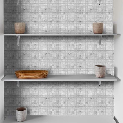 Main Street Creations 4-Sheet Kitchen Backsplash Tiles Peel and Stick. Renter Friendly Backsplash in Earth and Grey Mosaic Design. Self Stick Wall Tiles for Your Home and Art Projects. in Kuwait