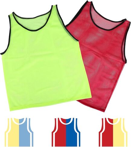 Teens Scrimmage Practice Jerseys Team Pinnies Sports Vest Soccer, Football, Basketball, Volleyball (Single Side(6 Red/6 Blue), Youth) in Kuwait