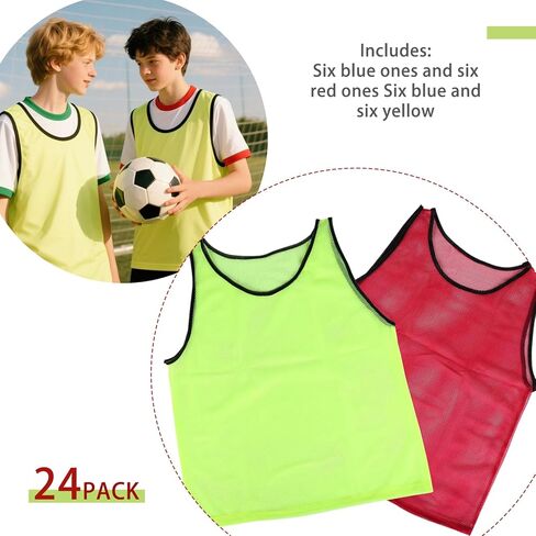 Teens Scrimmage Practice Jerseys Team Pinnies Sports Vest Soccer, Football, Basketball, Volleyball (Single Side(6 Red/6 Blue), Youth) in Kuwait