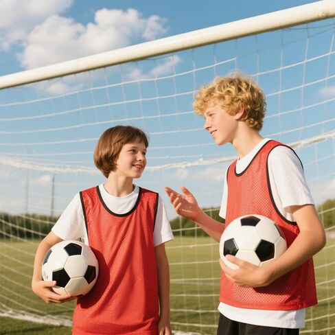 Teens Scrimmage Practice Jerseys Team Pinnies Sports Vest Soccer, Football, Basketball, Volleyball (Single Side(6 Red/6 Blue), Youth) in Kuwait
