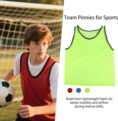 Teens Scrimmage Practice Jerseys Team Pinnies Sports Vest Soccer, Football, Basketball, Volleyball (Single Side(6 Red/6 Blue), Youth) in Kuwait