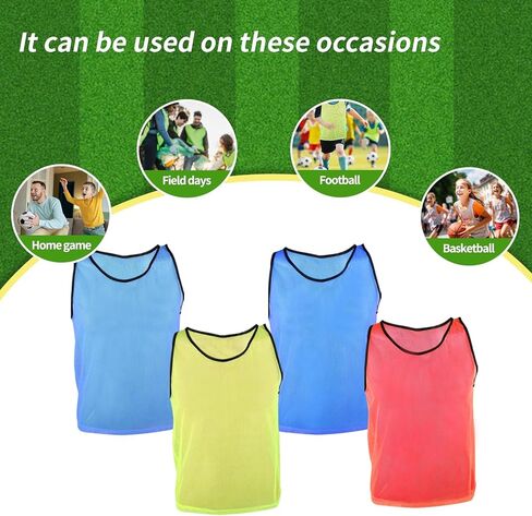 Teens Scrimmage Practice Jerseys Team Pinnies Sports Vest Soccer, Football, Basketball, Volleyball (Single Side(6 Red/6 Blue), Youth) in Kuwait