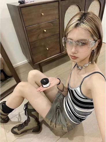 Y2K Snake Print Black Wrap Rave Sunglasses for Women Trendy Frameless Gradient Lenses in Kuwait