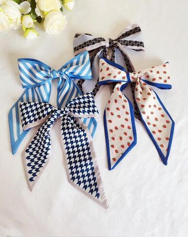 4PCS Hair Scarf Satin Head Scarf for Women Lightweight Silky Boho Scarves Purse Scarf for Handbags Accessories in Kuwait