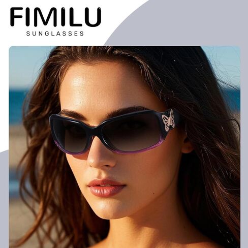Fimilu （2Pack نظارة شمسية مستقطبة للنساء يلفون حول النظارات العصرية ، إكسسوارات أزياء الفراشة ، حماية UV400 in Kuwait