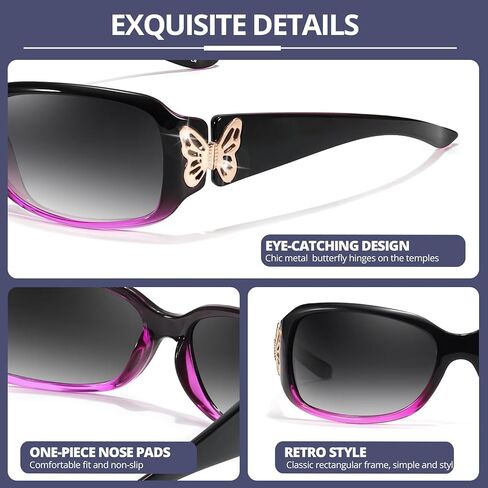 Fimilu （2Pack نظارة شمسية مستقطبة للنساء يلفون حول النظارات العصرية ، إكسسوارات أزياء الفراشة ، حماية UV400 in Kuwait