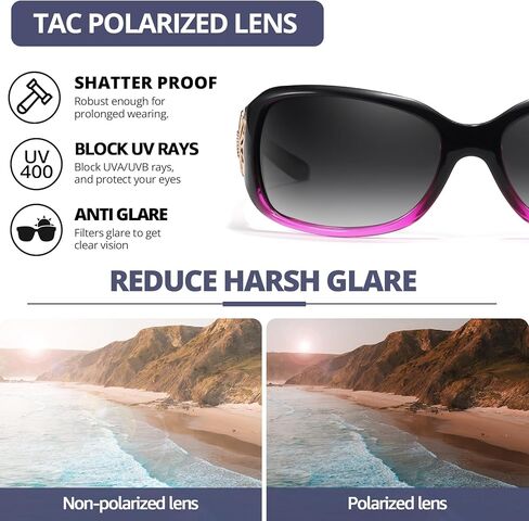 Fimilu （2Pack نظارة شمسية مستقطبة للنساء يلفون حول النظارات العصرية ، إكسسوارات أزياء الفراشة ، حماية UV400 in Kuwait