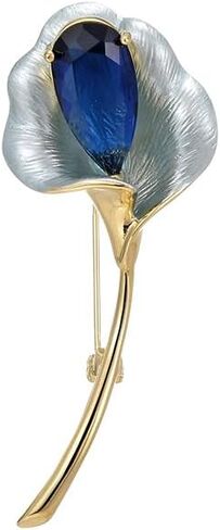 14K Gold Moissanite-Encrusted Enamel Lotus Flower Brooch, Sophisticated Lapel Flower Pin, A Luxurious Present for Her in Saudi Arabia
