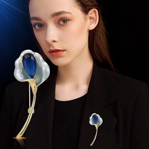 14K Gold Moissanite-Encrusted Enamel Lotus Flower Brooch, Sophisticated Lapel Flower Pin, A Luxurious Present for Her in Saudi Arabia