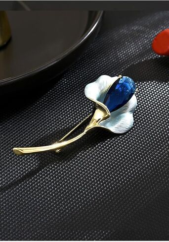 14K Gold Moissanite-Encrusted Enamel Lotus Flower Brooch, Sophisticated Lapel Flower Pin, A Luxurious Present for Her in Saudi Arabia