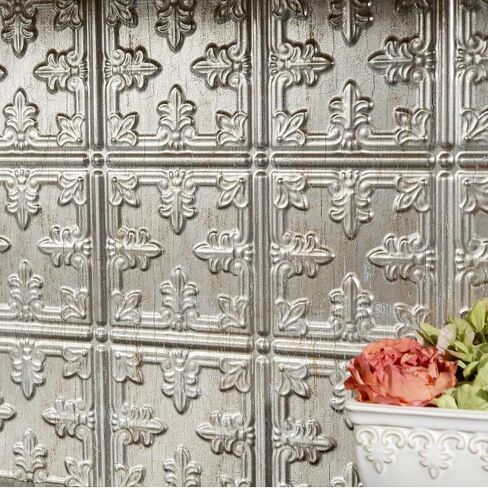 FASÄDE Traditional Style/Pattern 10 Decorative Vinyl Backsplash Panel in Vintage Metal (6X6 Inch Sample) in Saudi Arabia