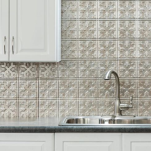 FASÄDE Traditional Style/Pattern 10 Decorative Vinyl Backsplash Panel in Vintage Metal (6X6 Inch Sample) in Saudi Arabia