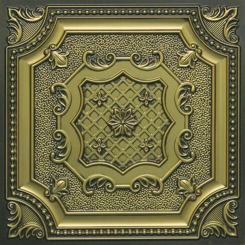 258cv-24x24-10 My Beautiful Damaris PVC 2' x 2' Lay-in or Glue-up Ceiling Tile (Covers / 40 sq.ft), Chocolate Vanilla, 10 in Kuwait