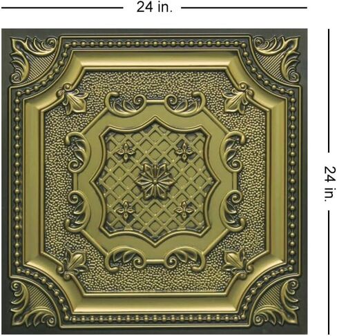 258cv-24x24-10 My Beautiful Damaris PVC 2' x 2' Lay-in or Glue-up Ceiling Tile (Covers / 40 sq.ft), Chocolate Vanilla, 10 in Kuwait