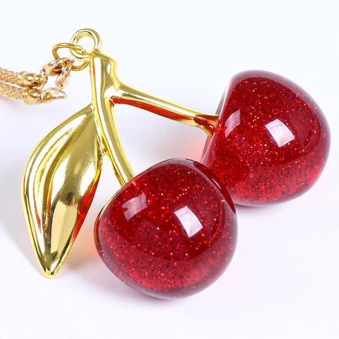 Briwill Cherry Rear View Mirror Charm, Cherry Car Accessories for Women,Silver&Red in Saudi Arabia