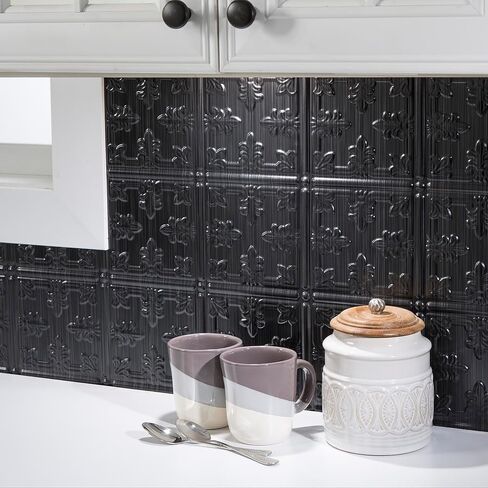 FASÄDE Traditional Style/Pattern 10 Decorative Vinyl Backsplash Panel in Vintage Metal (6X6 Inch Sample) in Saudi Arabia