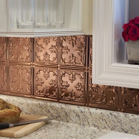 FASÄDE Traditional Style/Pattern 10 Decorative Vinyl Backsplash Panel in Vintage Metal (6X6 Inch Sample) in Saudi Arabia