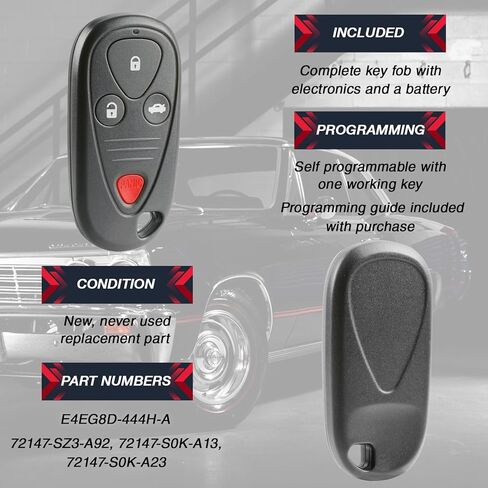 مفتاح السيارة FOB FOB الإدخال عن بعد نوبات عن بعد 2001-2003 ACURA CL / 2002-2004 ACURA RL / 2002-2003 ACURA TL (E4EG8D-444H-A ، G8D-444H-A) 2-POCK in Saudi Arabia