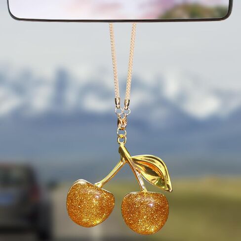 Briwill Cherry Rear View Mirror Charm, Cherry Car Accessories for Women,Silver&Red in Saudi Arabia