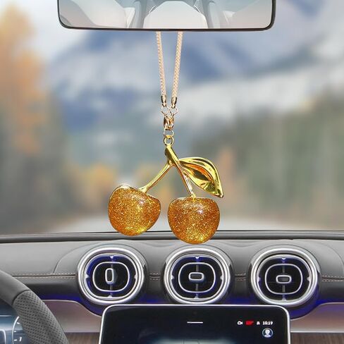 Briwill Cherry Rear View Mirror Charm, Cherry Car Accessories for Women,Silver&Red in Saudi Arabia