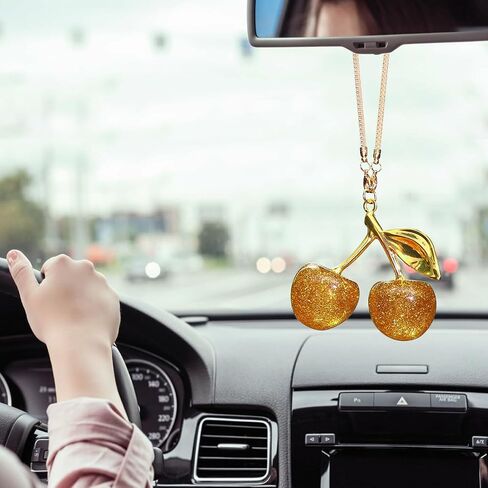 Briwill Cherry Rear View Mirror Charm, Cherry Car Accessories for Women,Silver&Red in Saudi Arabia