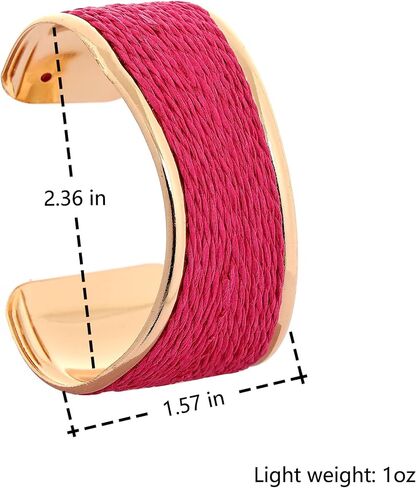 Raffia Colorful Chunky Cuff Bracelet For Women Statement Irregular Wave Vacation Tropical Beachy Spring Summer Wide Open Bangle Handmade Boho Costume Jewelry Accessories in Saudi Arabia