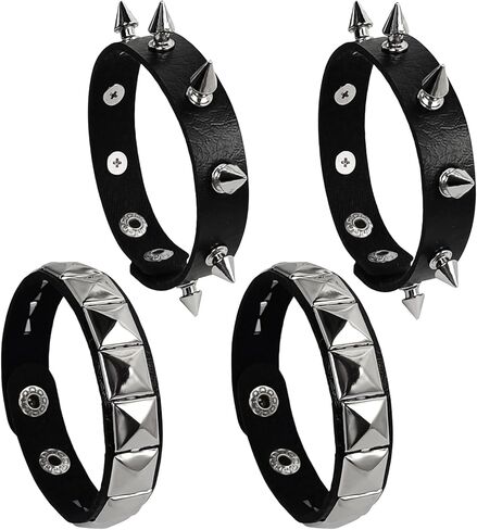 4 Pcs Punk Bracelet Spike Cuff Wrap Bracelets Fanux Leather Wristband Stud Gothic Bracelet Halloween Dress up Bracelets in Saudi Arabia