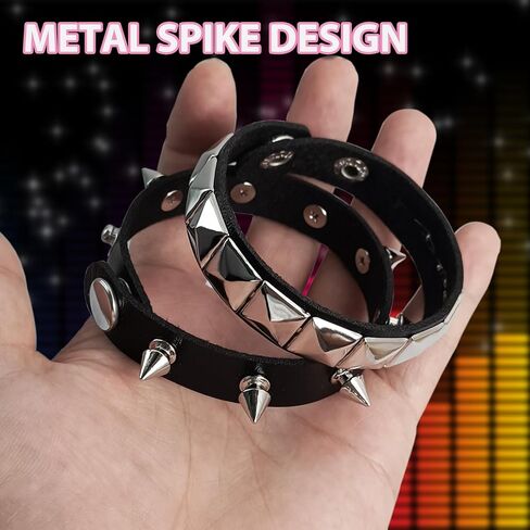 4 Pcs Punk Bracelet Spike Cuff Wrap Bracelets Fanux Leather Wristband Stud Gothic Bracelet Halloween Dress up Bracelets in Saudi Arabia