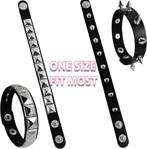 4 Pcs Punk Bracelet Spike Cuff Wrap Bracelets Fanux Leather Wristband Stud Gothic Bracelet Halloween Dress up Bracelets in Saudi Arabia