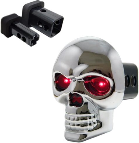 غطاء عقبة فرامل LED CHROME Skull - ملاءمة عالمي لأجهزة استقبال Hitch 1.25 "و 2" ، متوافقة مع تشيفي ، فورد ، تويوتا ، GMC ، دودج رام ، جيب دائم بنية ABS in Saudi Arabia
