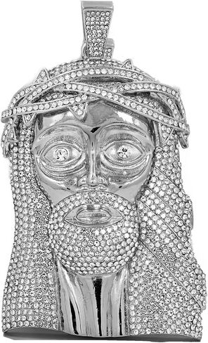 XXL JUMBO SIZE JESUS HEAD HIP HOP STYLE ICED GOLD SILVER PLATED BLING CHARM PENDANT JEWELRY in Kuwait