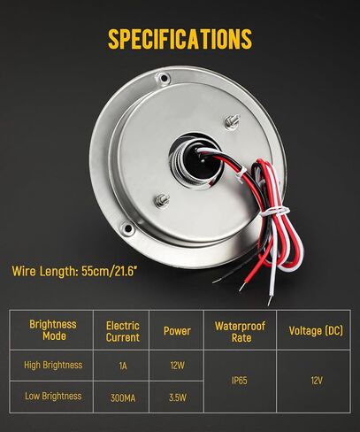 Partsam 2pcs عدسة زجاجية حمراء مجموعة أضاءة البطيخ LED أدى إلى إيقاف أضواء الذيل مع مدي الفولاذ المقاوم للصدأ واستبدال قاعدة لبيتربيلت Freightliner Trucks Trailers RVS MotoHomes in Saudi Arabia
