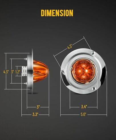 Partsam 2pcs عدسة زجاجية حمراء مجموعة أضاءة البطيخ LED أدى إلى إيقاف أضواء الذيل مع مدي الفولاذ المقاوم للصدأ واستبدال قاعدة لبيتربيلت Freightliner Trucks Trailers RVS MotoHomes in Saudi Arabia
